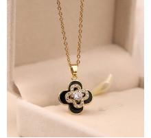 Позолочена підвіска Чотирилиста конюшина з обертовим конюшином і фіанітами для удачі, Процвітання та Здоров'я