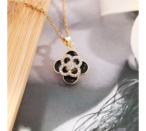 Позолочена підвіска Чотирилиста конюшина з обертовим конюшином і фіанітами для удачі, Процвітання та Здоров'я