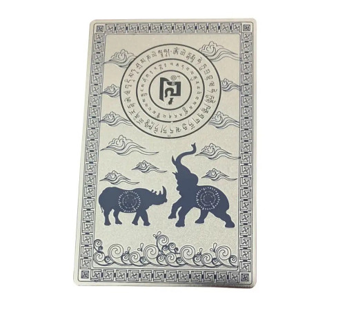 Срібна картка Слон і Носоріг амулет для захисту від пограбування та втрати грошей