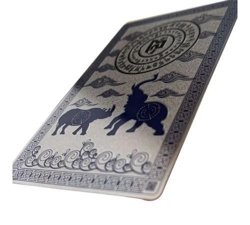 Срібна картка Слон і Носоріг амулет для захисту від пограбування та втрати грошей