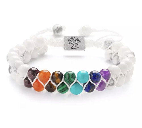 Нефритовий Білий браслет Тибетський Життєвий Сили 7 Чакр для захисту