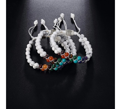 Нефритовий Білий браслет Тибетський Життєвий Сили 7 Чакр для захисту