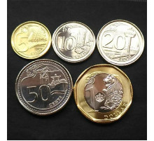 Золота монета Сінгапурський Долар справжній набір із 5 монет для Великого Багатства