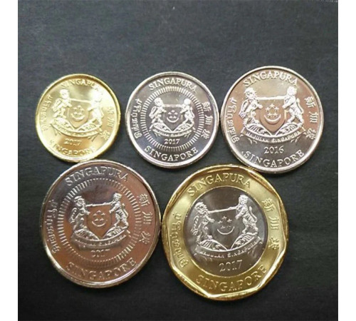 Золота монета Сінгапурський Долар справжній набір із 5 монет для Великого Багатства