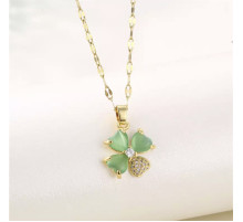 Турмалінова підвіска з Чотирилистним конюшиною і фіанітами для удачі та багатства процвітання