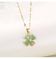 Турмалінова підвіска з Чотирилистним конюшиною і фіанітами для удачі та багатства процвітання