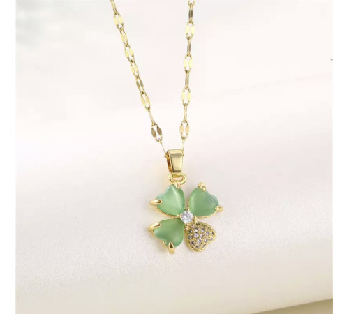 Турмалінова підвіска з Чотирилистним конюшиною і фіанітами для удачі та багатства процвітання