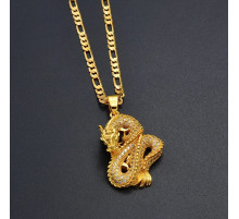 Золота підвіска Дракон із фіанітами приносить удачу