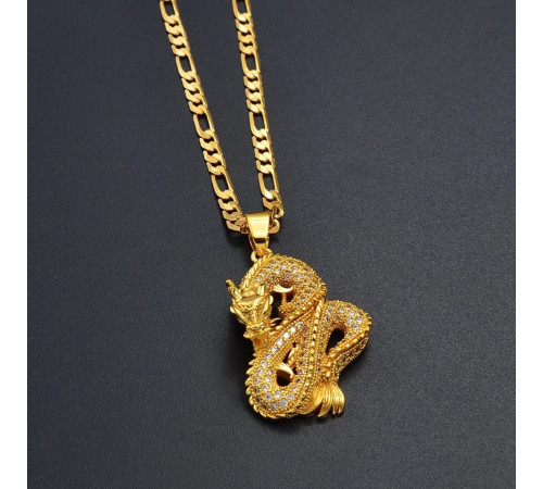 Золота підвіска Дракон із фіанітами приносить удачу