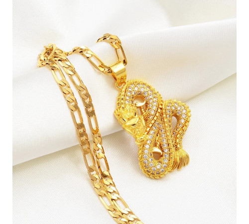 Золота підвіска Дракон із фіанітами приносить удачу