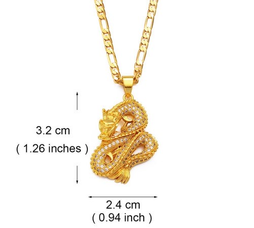 Золота підвіска Дракон із фіанітами приносить удачу