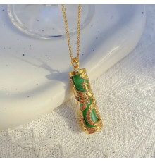 Золота підвіска Фенікс із зеленим турмаліном символ вічно, щасливого життя слави, популярності, мудрості