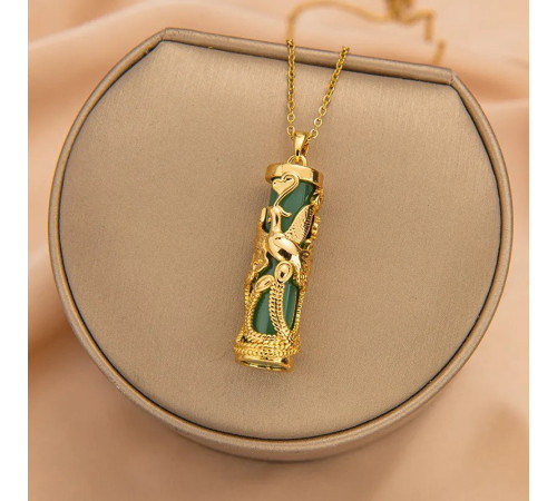 Золота підвіска Фенікс із зеленим турмаліном символ вічно, щасливого життя слави, популярності, мудрості