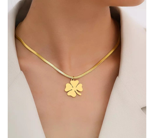 Золота підвіска Клевер Чотирилистий для великого багатства та великої удачі