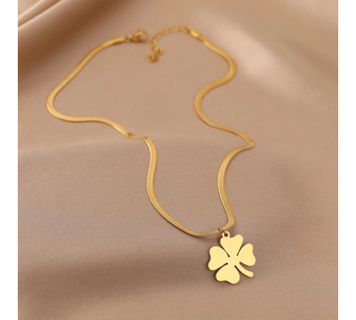 Золота підвіска Клевер Чотирилистий для великого багатства та великої удачі