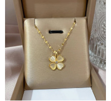 Золота підвіска Клевер Чотирилистий із фіанітом для великого багатства та великої удачі