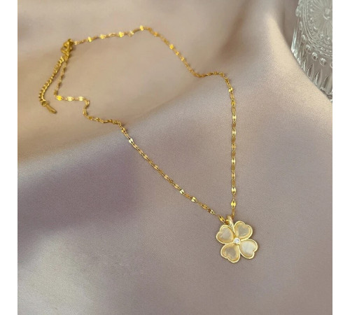 Золота підвіска Клевер Чотирилистий із фіанітом для великого багатства та великої удачі