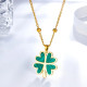 Підвіска з позолотою Чотирилиста конюшина із зеленим малахітом грошовим талісманом для удачі та процвітання
