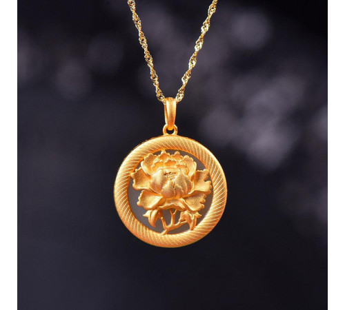 Золота підвіска Півонія з Нефритом для підтримки проєктів або зібрати засоби на будь-яку справу