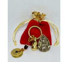 Тибетський Брелок Манджушрі для мудрості та прийняття правильних рішень із китайськими монетками та гарбузом Ву-Лу