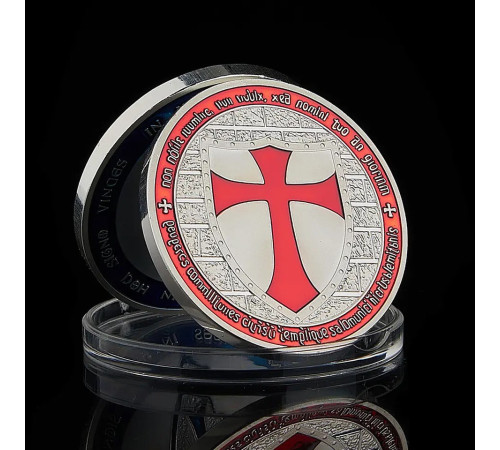 Срібна монета масонська червоних лицарів тамплієрів перемога, відвага та фінанси