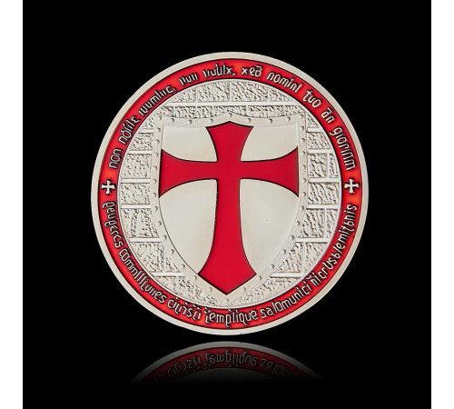 Срібна монета масонська червоних лицарів тамплієрів перемога, відвага та фінанси