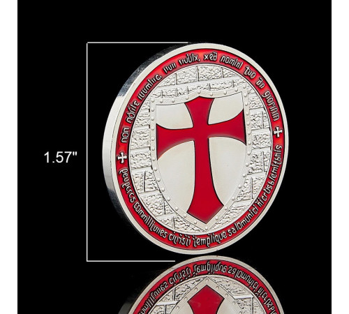 Срібна монета масонська червоних лицарів тамплієрів перемога, відвага та фінанси