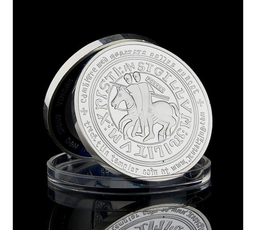 Срібна монета масонська червоних лицарів тамплієрів перемога, відвага та фінанси