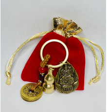 Тибетський Брелок Самантабхадра З Мантрою і для довголіття китайськими монетками та гарбузом Ву-Лу для здоров'я