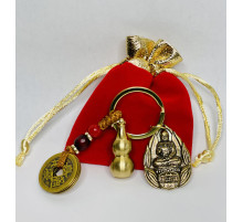 Тибетський Брелок Амітабха з монетками та гарбузом Ву-Лу приносить гладке та мирне життя Собаке та Кабану