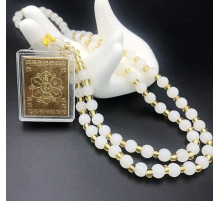 Тибетська підвіска амулет Ом Мані Падме Хум Захищає і гармонізує простір із білим і золотим кварцем