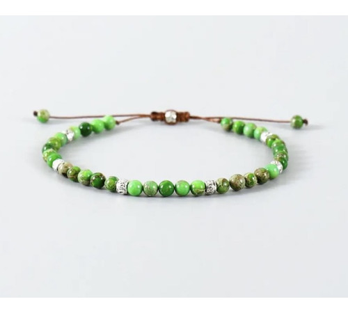 Тибетський браслет із зеленого турмаліну ручної роботи для багатства, удачі та здоров'я