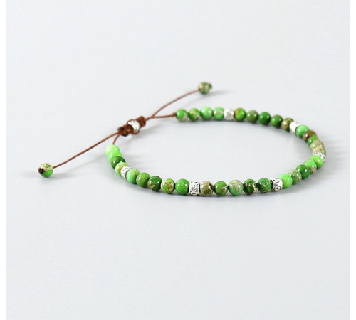 Тибетський браслет із зеленого турмаліну ручної роботи для багатства, удачі та здоров'я