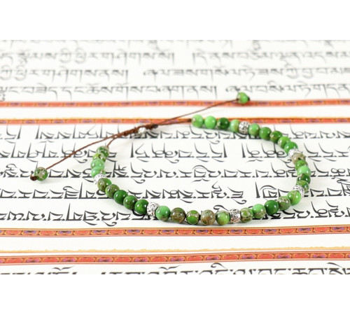 Тибетський браслет із зеленого турмаліну ручної роботи для багатства, удачі та здоров'я