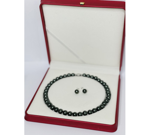 Перлове намисто з морських перлів із зеленим відливом Akoya Малайзія Клас AAA із сережками