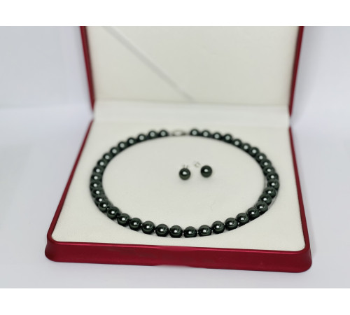 Перлове намисто з морських перлів із зеленим відливом Akoya Малайзія Клас AAA із сережками