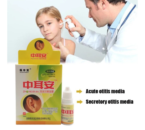 Китайські Вушні краплі антибактеріальні від отиту та запалення вуха, від закладеності