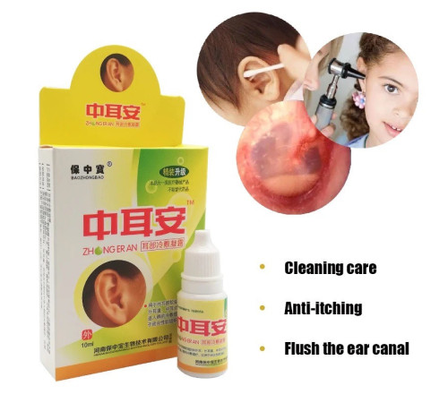 Китайські Вушні краплі антибактеріальні від отиту та запалення вуха, від закладеності