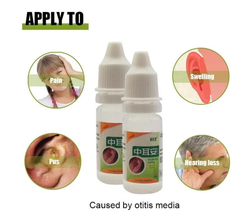 Китайські Вушні краплі антибактеріальні від отиту та запалення вуха, від закладеності