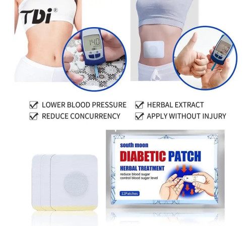 Трав'яний китайський пластир від цукрового діабету Diabetic Patch 12 шт.