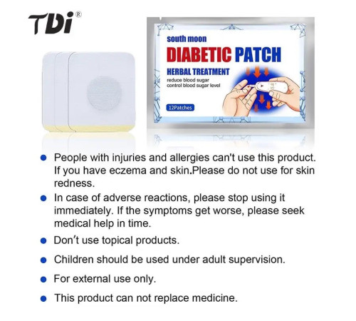 Трав'яний китайський пластир від цукрового діабету Diabetic Patch 12 шт.