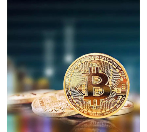 Золота монета Біткоїн сувенірна для приваблення грошей