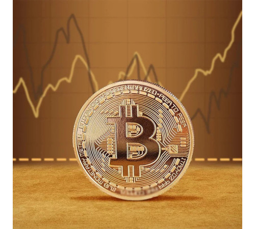 Золота монета Біткоїн сувенірна для приваблення грошей