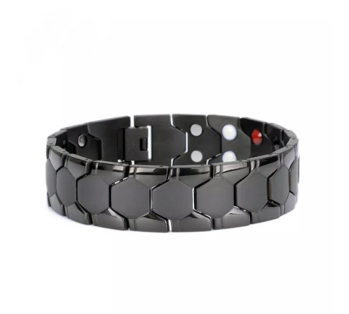 Турмаліновий Титановий браслет 5в1 з магнітами, іонами срібла та біофотонами