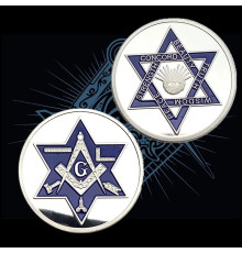 Срібна масонська монета багатства Зоряного масонського очей