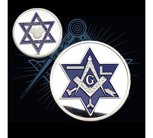 Срібна масонська монета багатства Зоряного масонського очей