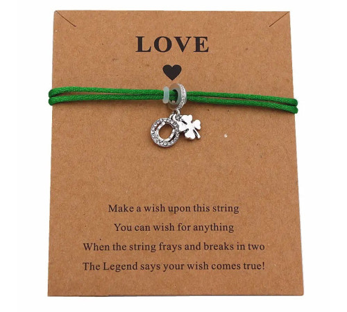 Браслет щасливого Чотирилистного конюшини на удачу на зеленій нитці з підковою Фортуни