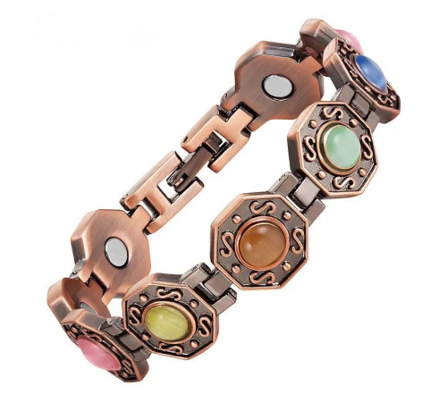 Мідний Браслет Багуа Восьмикутник із турмаліном і магнітами для здоров'я, гармонії та захисту