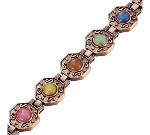 Мідний Браслет Багуа Восьмикутник із турмаліном і магнітами для здоров'я, гармонії та захисту