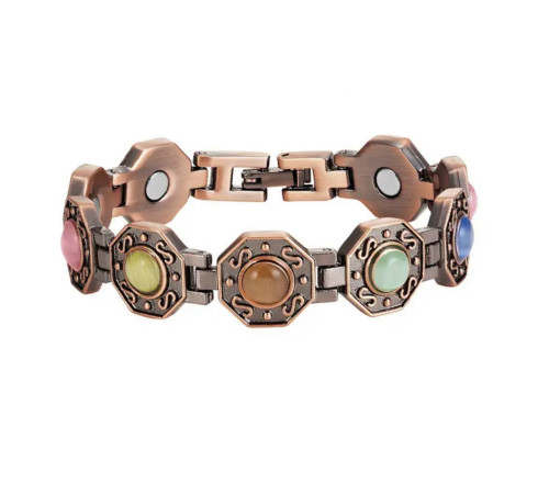 Мідний Браслет Багуа Восьмикутник із турмаліном і магнітами для здоров'я, гармонії та захисту